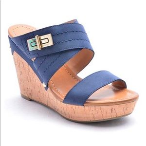 Tommy Hilfiger Mili Wedge Sandals Blue Size 8M